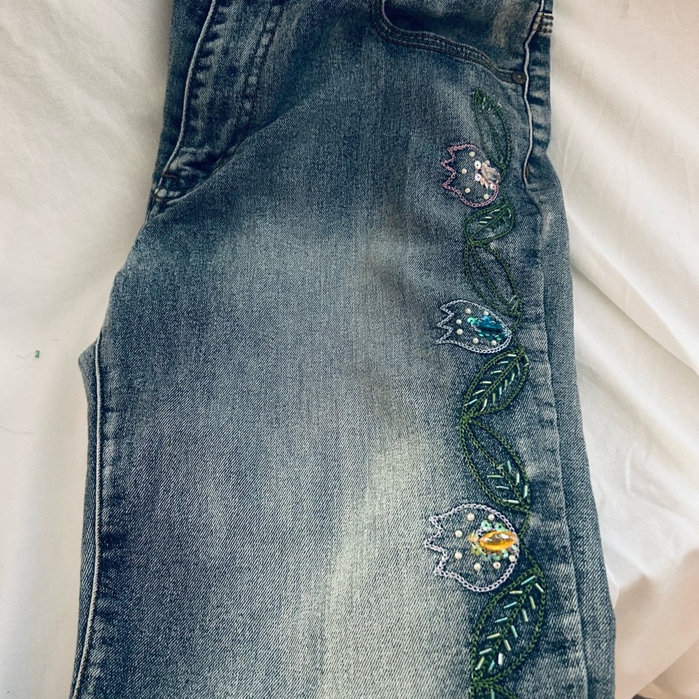 Y2K Embroidered & Beaded Blue Jeans